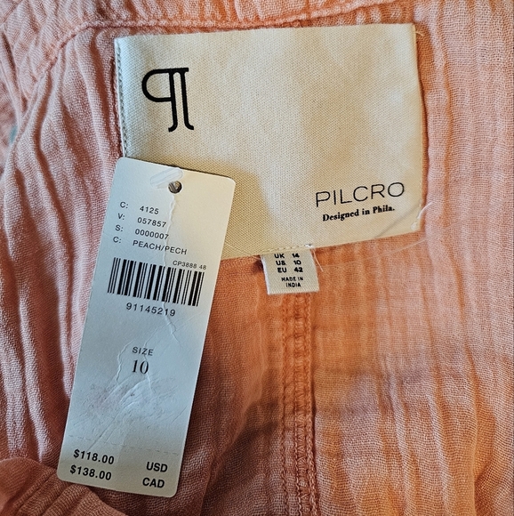 Pilcro Anthropologie Women's Gauze Micro Playsuit Overalls in Light Orange Peach - Picture 15 of 16